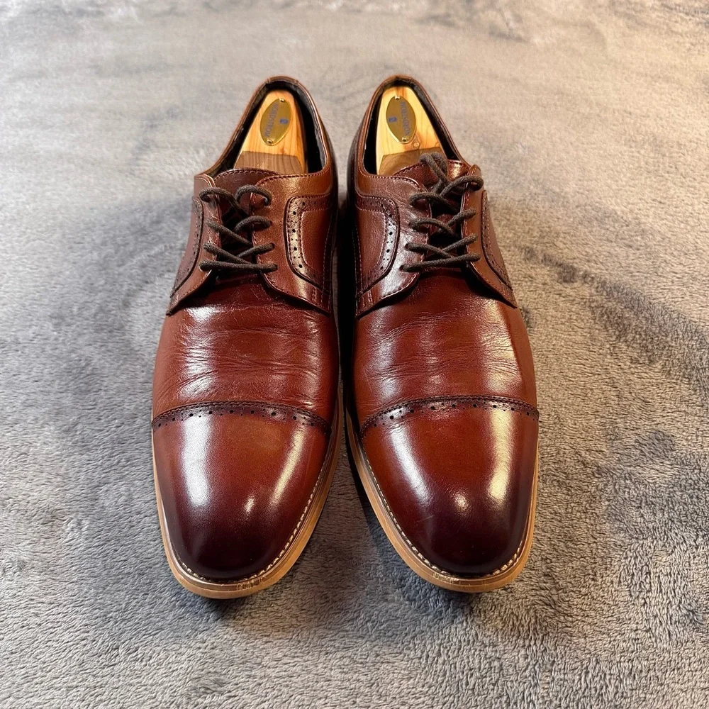 Stacy Adams Dickinson Cap Toe Oxfords in Cognac Brown Leather